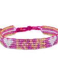 Seed Bead LOVE with Hearts Bracelet - Pink Topaz