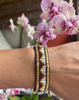 Taj Beaded Bracelet - Burgundy & White