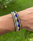 Taj Beaded Bracelet - Royal Blue & White