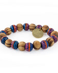 Frida Wooden Beaded Bracelet - Blue