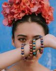 Frida Wooden Beaded Bracelet - Blue