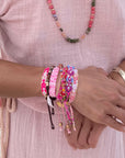 Bali Friendship Bracelet - Neon Pink & White vendor-unknown