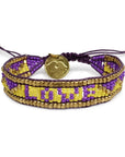 Taj LOVE Beaded Bracelet - Purple & Gold vendor-unknown