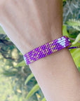 Seed Bead LOVE with Hearts Bracelet - Amethyst