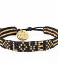 Seed Bead LOVE Bracelet - Black and Gold vendor-unknown