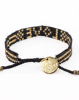 Seed Bead LOVE Bracelet - Black and Gold vendor-unknown