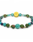 Evil Eye Recycled Glass Bracelet - Blue & Green