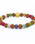 Bali Rainbow Mala - Chakra Stones with Golden Beads vendor-unknown