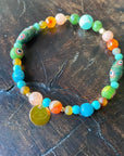 Evil Eye Recycled Glass Bracelet - Carnelian Sunset Stone vendor-unknown