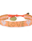 Seed Bead LOVE with Hearts Bracelet - Neon Orange vendor-unknown