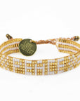 Custom Seed Bead PEACE Bracelet - Gold & White