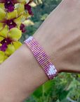Seed Bead LOVE with Hearts Bracelet - Quartz