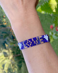 Seed Bead LOVE with Hearts Bracelet - Sapphire vendor-unknown