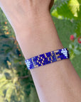 Seed Bead LOVE with Hearts Bracelet - Sapphire vendor-unknown