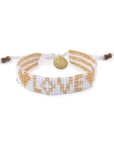Kids' Seed Bead LOVE with Hearts Bracelet - White & Gold