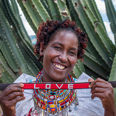 Oprah's favorite things valentine's day gifts - Love Is Project red love dog collar  Kenya Maasai