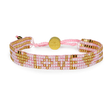 Seed Bead LOVE with Hearts Bracelet - Light Pink - Love Is Project