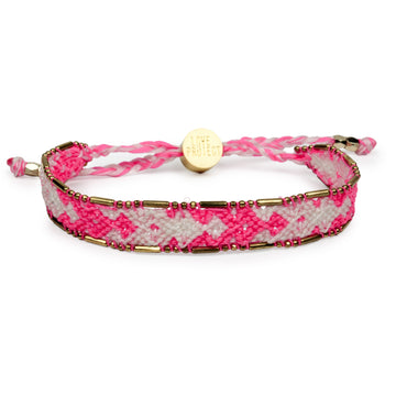 Bali Friendship Bracelet - Neon Pink & White - Love Is Project