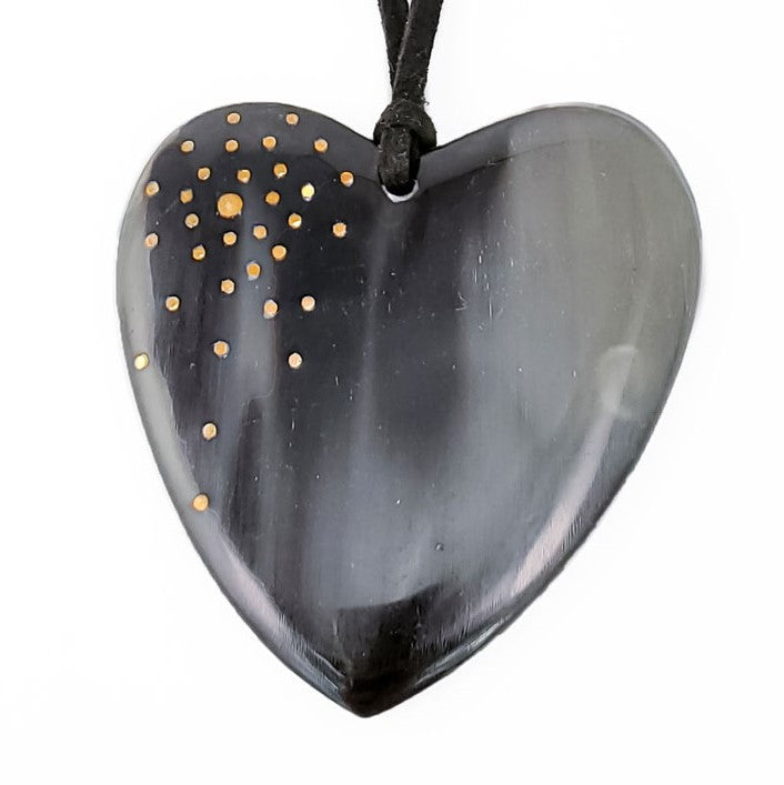 New Engravable Open Your Heart Necklace - Black
