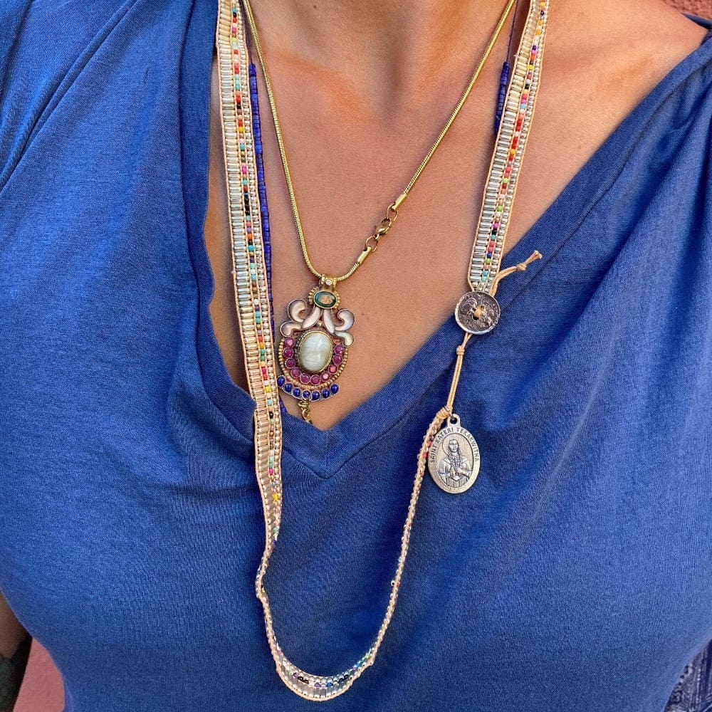 Darjeeling Necklace-Wrap Bracelet-Belt - Silver