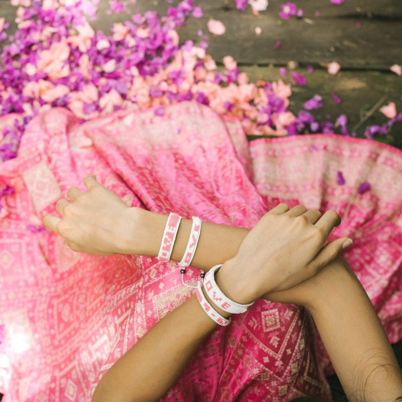 Pretty in Pink Skinny Bracelet - White & Pink Love Is Project