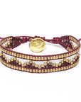 Taj Beaded Bracelet - Burgundy & White
