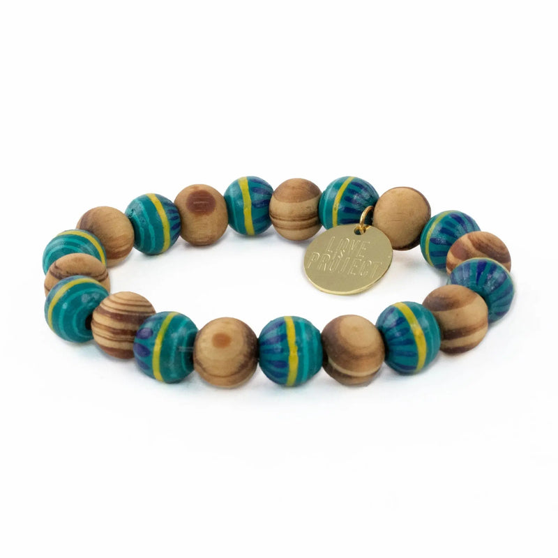 Frida Wooden Beaded Bracelet - Green Love Is Project