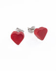 Tagua Heart Earrings - Red