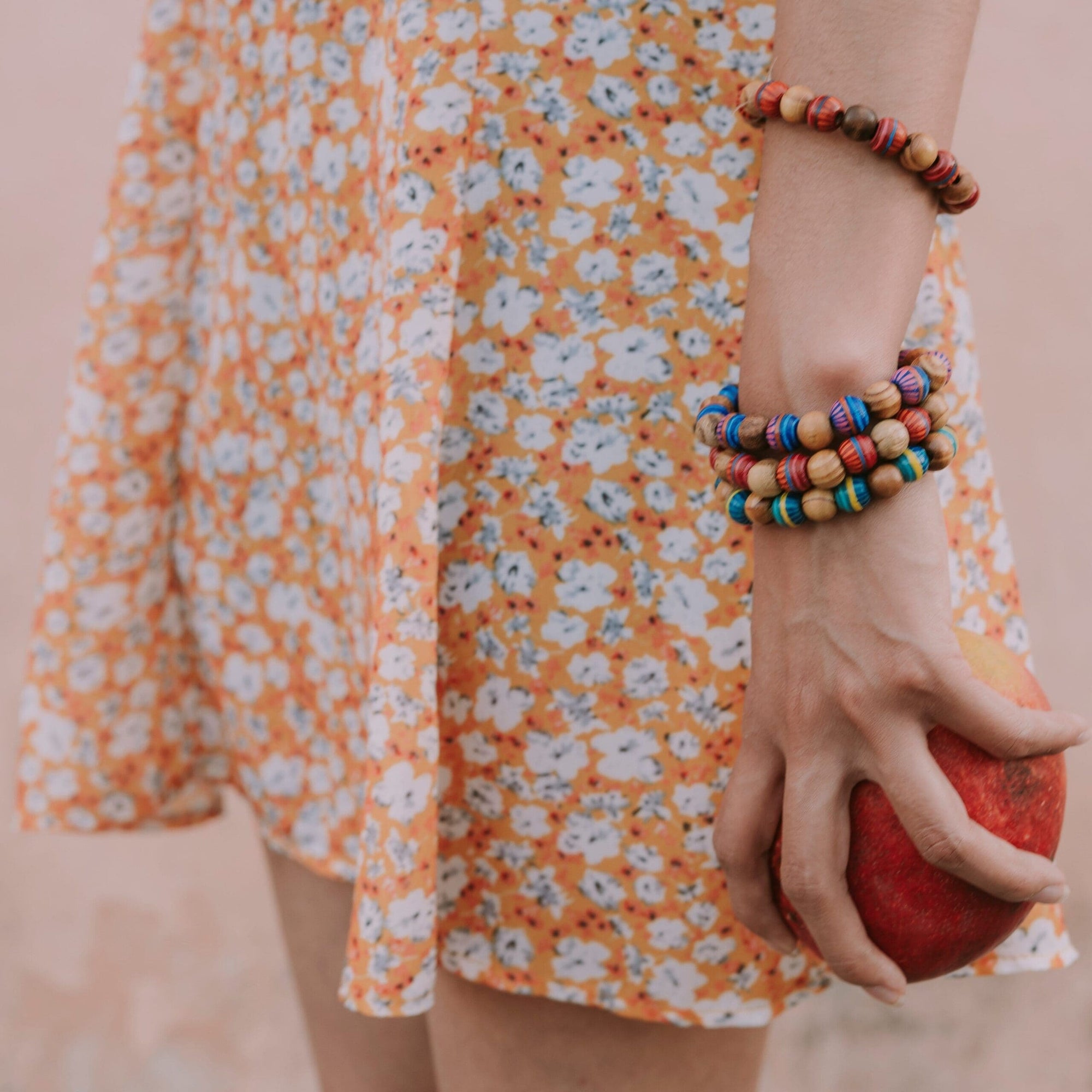 Frida Wooden Beaded Bracelet - Green