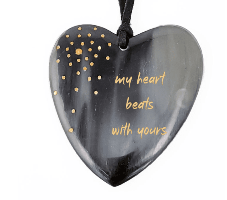 New Engravable Open Your Heart Necklace - Black