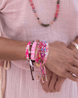 Bali Friendship Lei Bracelet - Pink Sky Blue