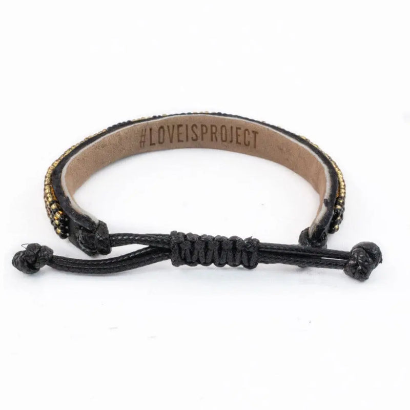 Skinny LOVE Bracelet - Gold/Black Love Is Project