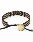 Seed Bead LOVE Bracelet - Black and Gold