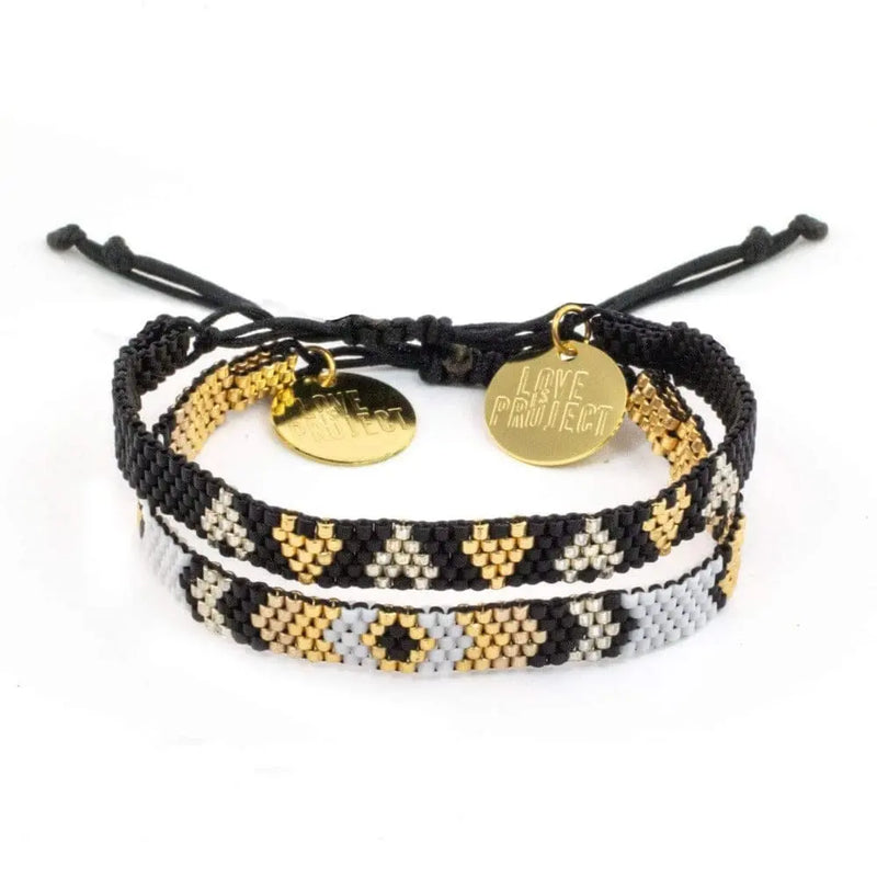 Chaquira Bracelet Set (of 2) - Black & Brown Love Is Project