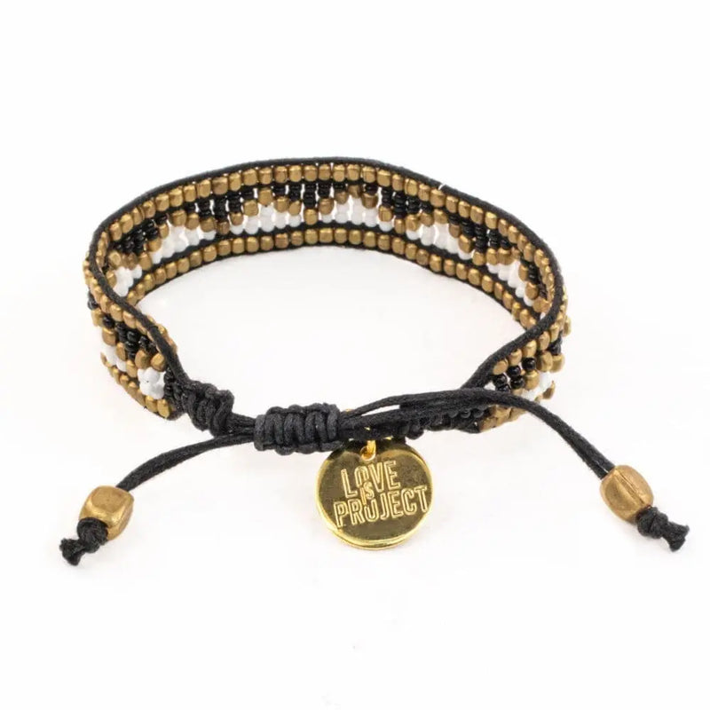Taj Beaded Bracelet - Black and White Love Is Project