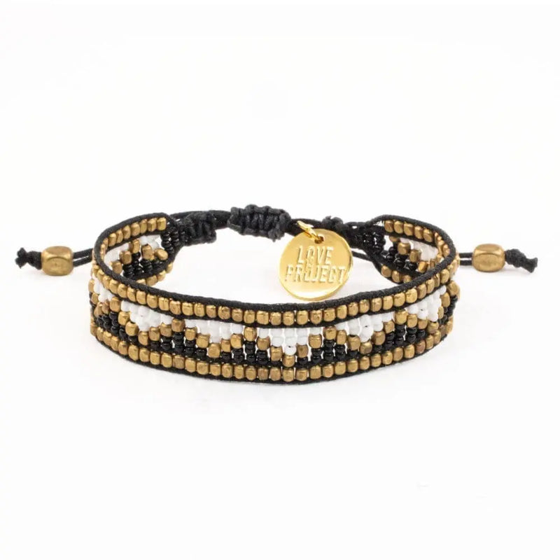 Taj Beaded Bracelet - Black and White Love Is Project