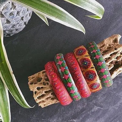 Corazon Wooden Bangle - Red Love Is Project