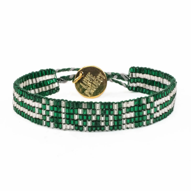 Seed Bead LOVE Bracelet - Green Love Is Project