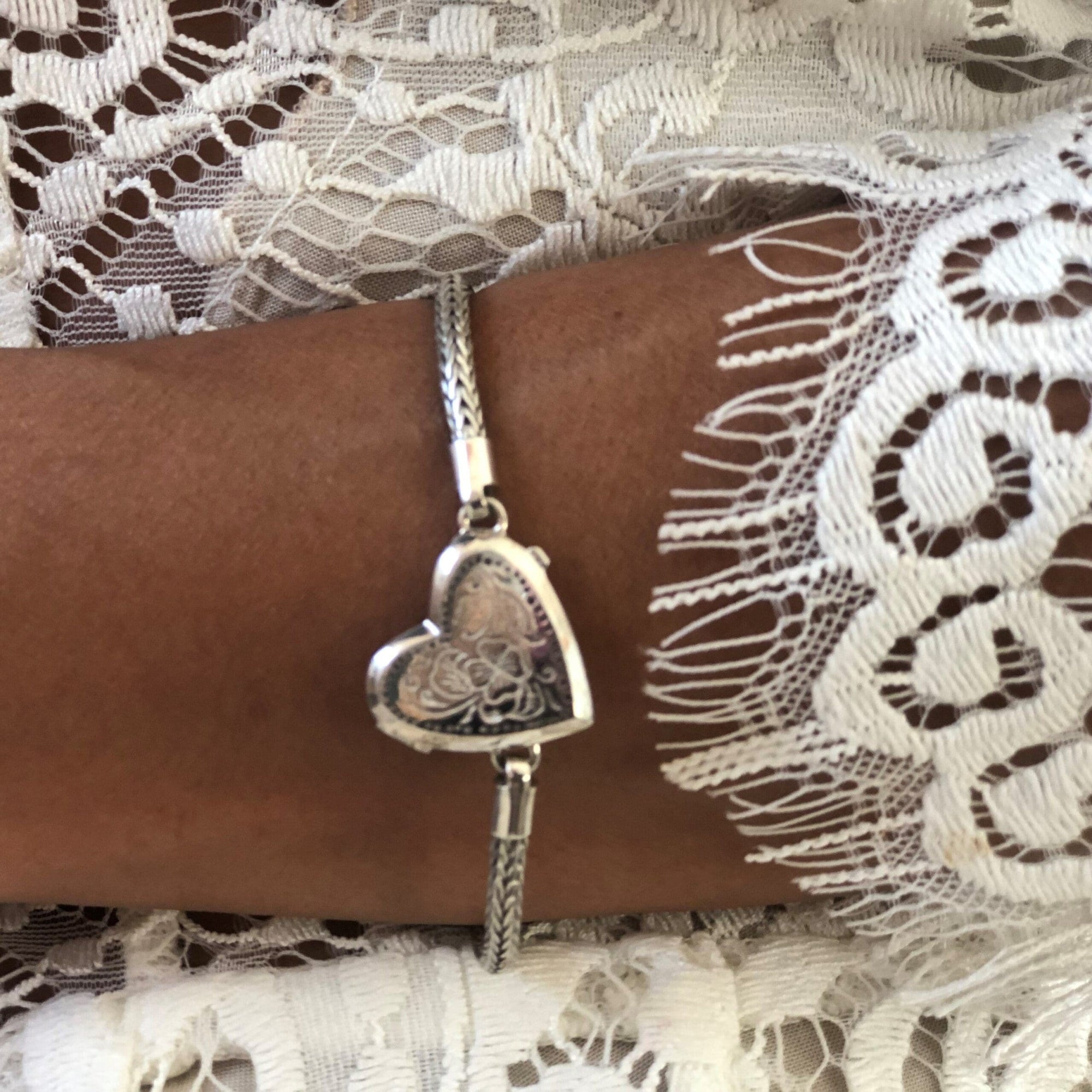 Sterling Silver Heart Locket Bracelet