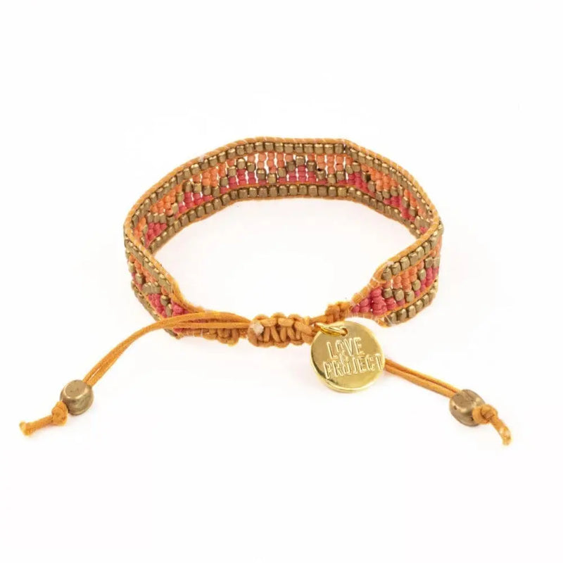 Taj Beaded Bracelet - Red and Orange Love Is Project