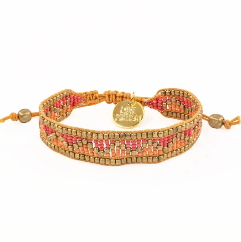 Taj Beaded Bracelet - Red and Orange Love Is Project
