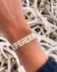 Custom Seed Bead PEACE Bracelet  - Gold & White