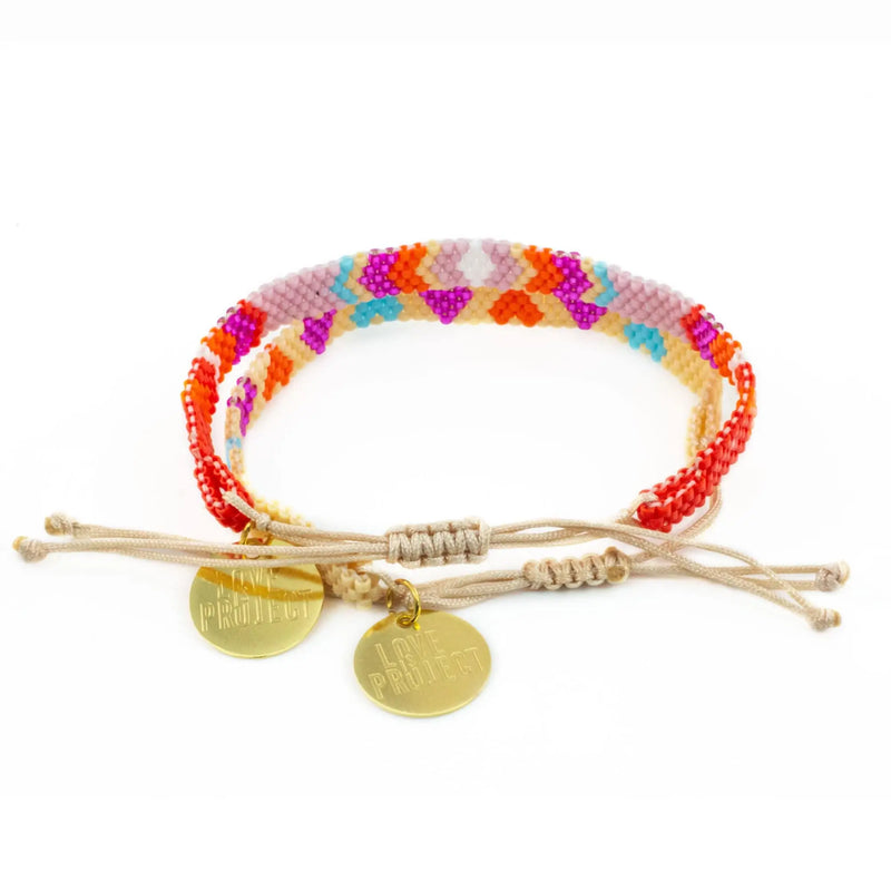 Chaquira Bracelet Set (of 2) - Red & Purple Love Is Project