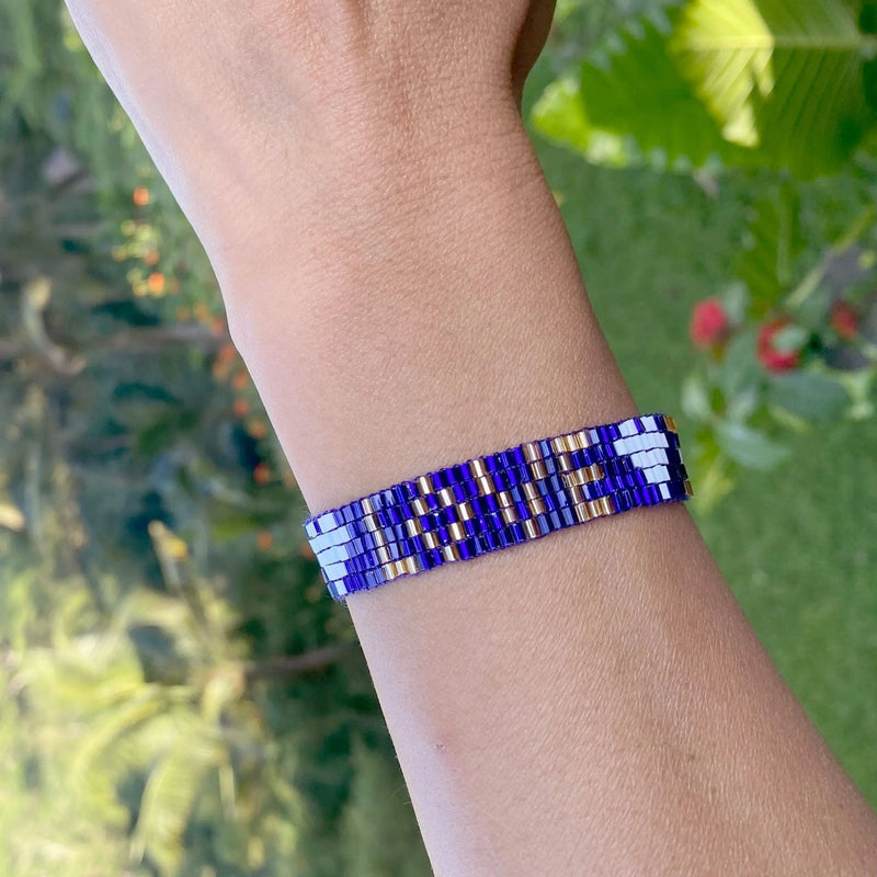 Seed Bead LOVE with Hearts Bracelet - Sapphire Love Is Project