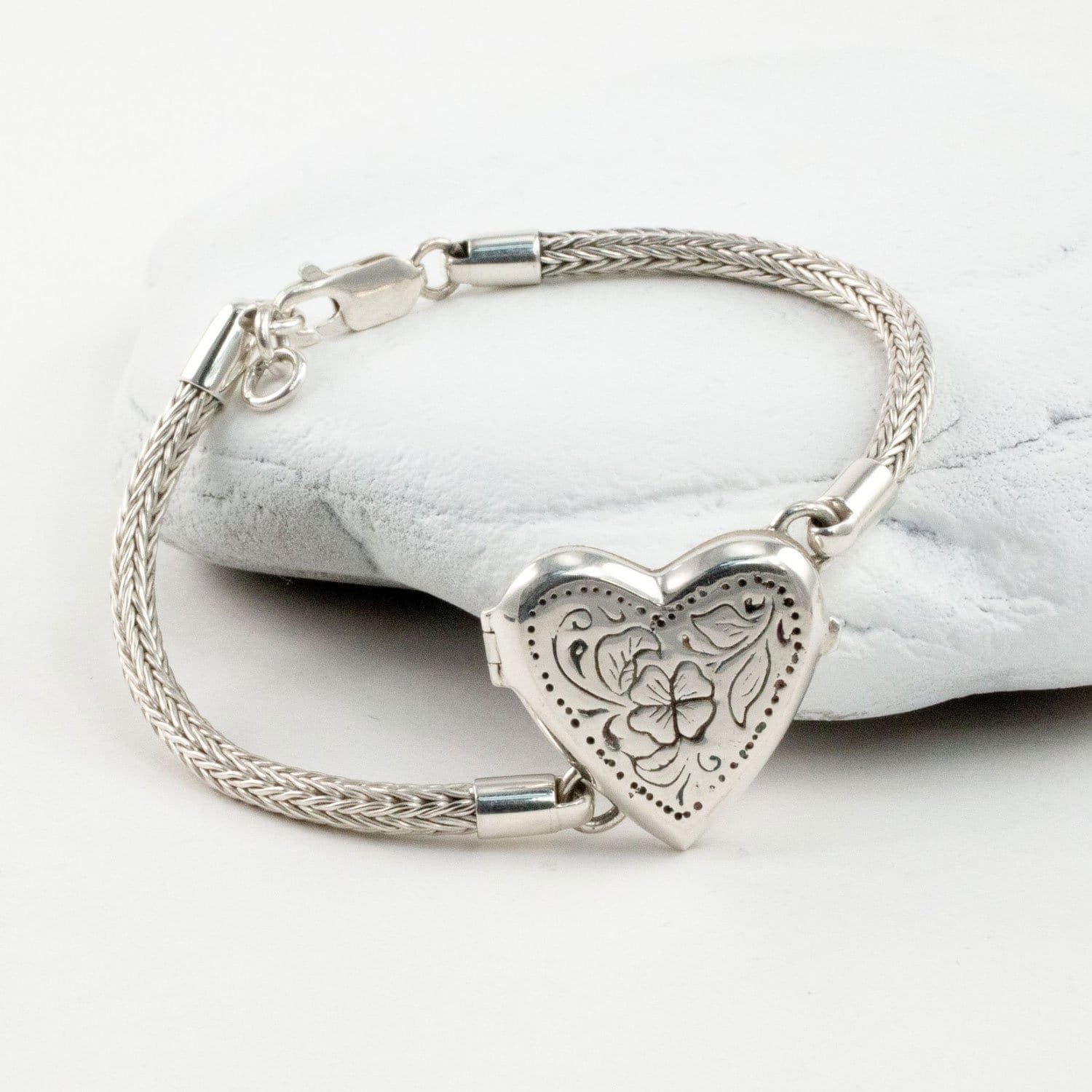Sterling Silver Heart Locket Bracelet