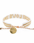 Seed Bead LOVE Bracelet - White & Gold