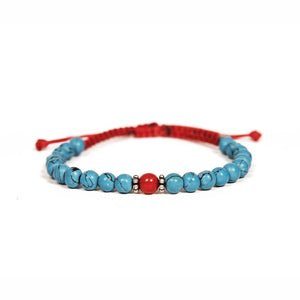 Bindi Bracelet - Turquoise and Coral Adjustable Bracelet - Love Is Project