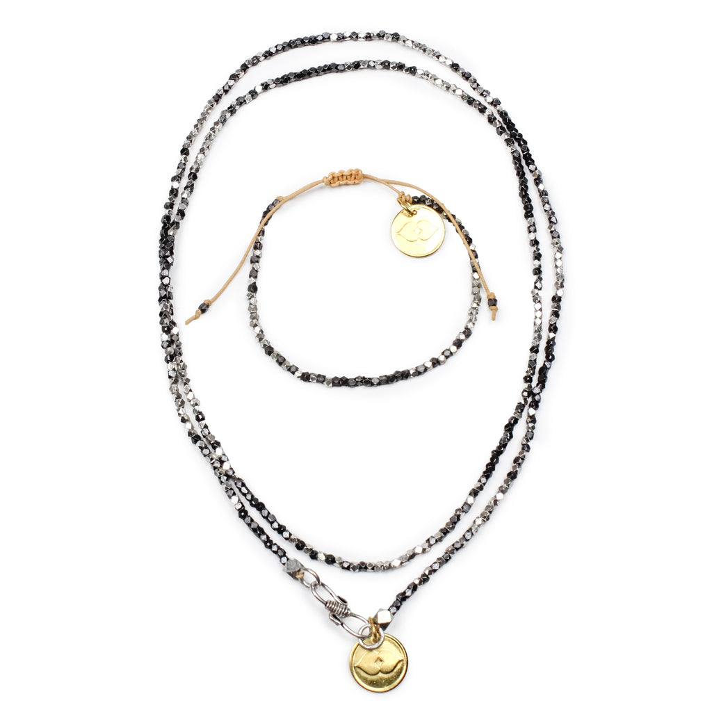 Kali Ombre Bracelet & Necklace Set - Black / Silver - Love Is Project