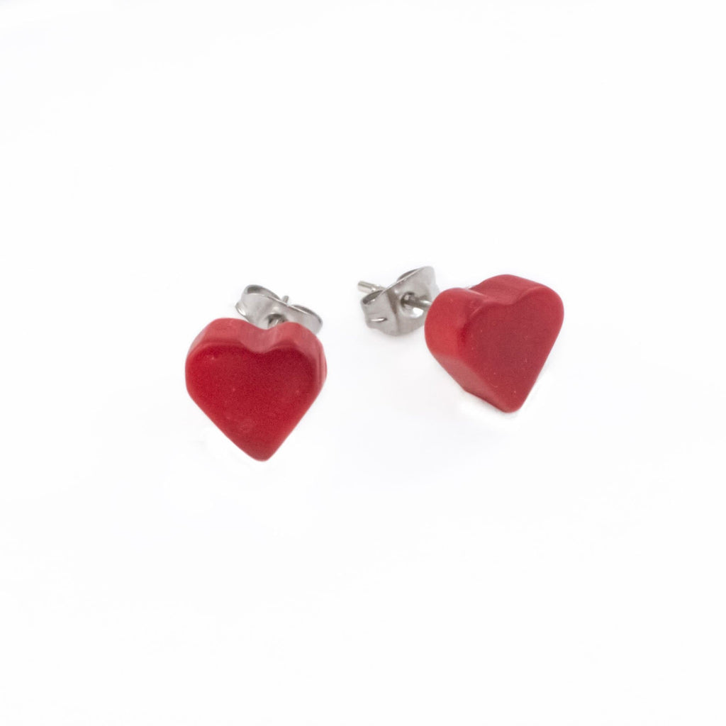 Tagua Heart Earrings - Red - Love Is Project