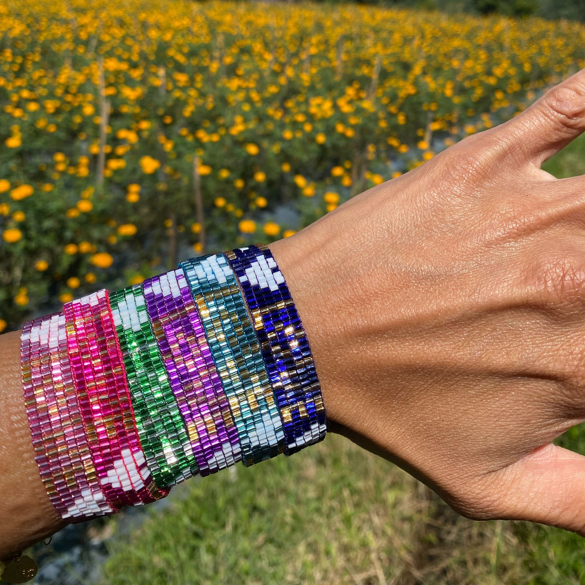 Love is Project SEED BEAD LOVE BRACELET - GREEN AND - Squash Blossom Vail